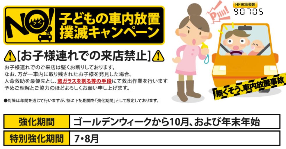７～８月は子供の車内放置防止特別強化対策月間
